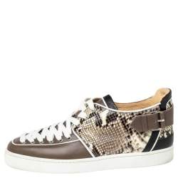 Pre Owned حذاء رياضي كريستيان لوبوتان منخفض من أعلى ترنس جلد وجلد ثعبان متعدد الألوان مقاس 42