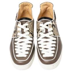 Pre Owned حذاء رياضي كريستيان لوبوتان منخفض من أعلى ترنس جلد وجلد ثعبان متعدد الألوان مقاس 42