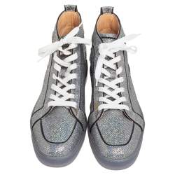 مملوكة مسبقًا Christian Louboutin Silver Glitter Disco Ball Rantus Orlato High Top Sneakers Size 44.5