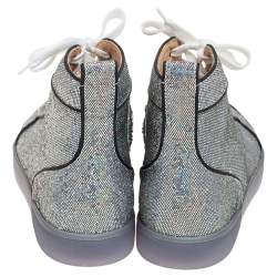 مملوكة مسبقًا Christian Louboutin Silver Glitter Disco Ball Rantus Orlato High Top Sneakers Size 44.5