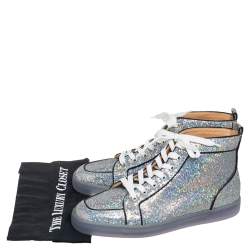 مملوكة مسبقًا Christian Louboutin Silver Glitter Disco Ball Rantus Orlato High Top Sneakers Size 44.5