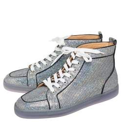 مملوكة مسبقًا Christian Louboutin Silver Glitter Disco Ball Rantus Orlato High Top Sneakers Size 44.5