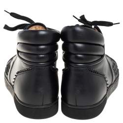 Pre Owned حذاء رياضي كريستيان لوبوتان رانتاس سبايك جلد أسود مقاس 45