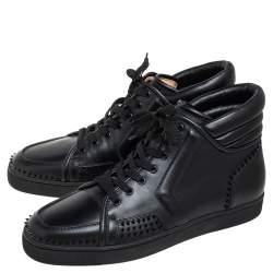 Pre Owned حذاء رياضي كريستيان لوبوتان رانتاس سبايك جلد أسود مقاس 45