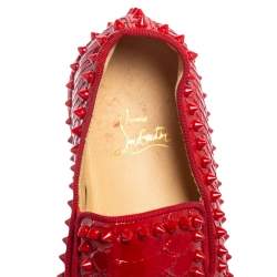 Christian Louboutin Red Python Roller Boat Spiked Slip On Sneakers Size 40