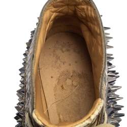 Pre Owned Christian Louboutin Cream Python Leather Louis Spikes High Top Sneakers Size 41