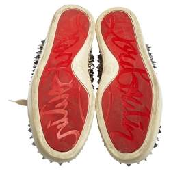 Pre Owned Christian Louboutin Cream Python Leather Louis Spikes High Top Sneakers Size 41