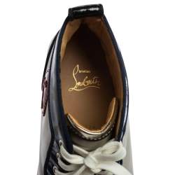 Pre Owned Christian Louboutin Multicolor Patent Leather And Leather Louis Spikes Toe High Top Sneakers Size 44