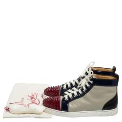 Pre Owned Christian Louboutin Multicolor Patent Leather And Leather Louis Spikes Toe High Top Sneakers Size 44