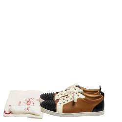 Pre Owned Christian Louboutin Tri Color Leather Louis Spikes Low Top Sneakers Size 44