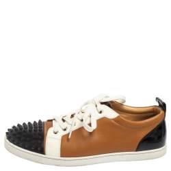 Pre Owned Christian Louboutin Tri Color Leather Louis Spikes Low Top Sneakers Size 44