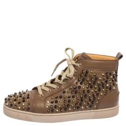 Christian Louboutin Mens Snakeskin Lou Spikes High-Top Sneakers Size 44/45  11.5