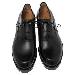 Pre Owned Christian Louboutin Black Leather Sopeter Oxfords Size 44.5