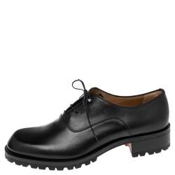 Pre Owned Christian Louboutin Black Leather Sopeter Oxfords Size 44.5