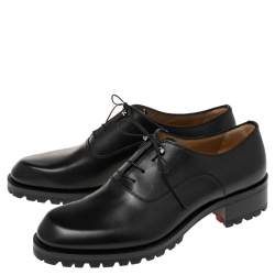 Pre Owned Christian Louboutin Black Leather Sopeter Oxfords Size 44.5