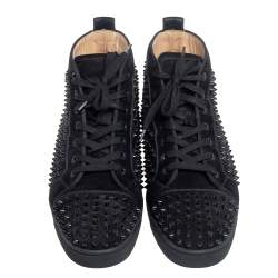 Pre Owned Christian Louboutin Black Suede Orlato Spikes High Top Sneakers Size 45