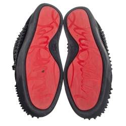 Pre Owned Christian Louboutin Black Suede Orlato Spikes High Top Sneakers Size 45