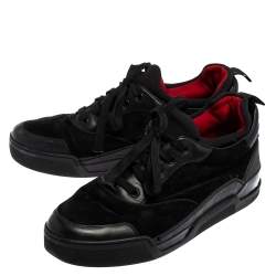 Pre Owned Christian Louboutin Black Leather, Suede and Fabric Aurelien Sneakers Size 44