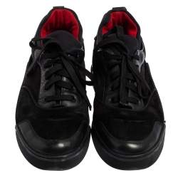 Pre Owned Christian Louboutin Black Leather, Suede and Fabric Aurelien Sneakers Size 44
