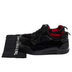 Pre Owned Christian Louboutin Black Leather, Suede and Fabric Aurelien Sneakers Size 44