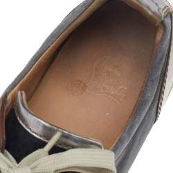 Pre Owned Christian Louboutin Multicolor Suede And Leather Louis Junior Spikes Low Top Sneakers Size 41