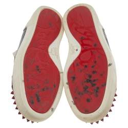 Pre Owned Christian Louboutin Multicolor Suede And Leather Louis Junior Spikes Low Top Sneakers Size 41