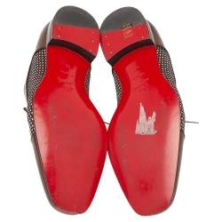 Pre Owned Christian Louboutin Brown Woven Leather Greggo Lace Up Oxford Size 42