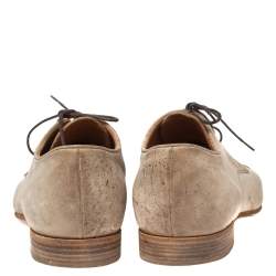 Christian Louboutin Beige Suede Brogue Metal Cap Toe Gareth Derby Size 41.5