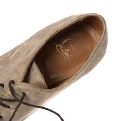 Christian Louboutin Beige Suede Brogue Metal Cap Toe Gareth Derby Size 41.5