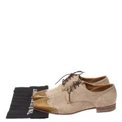 Christian Louboutin Beige Suede Brogue Metal Cap Toe Gareth Derby Size 41.5