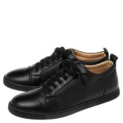 Pre Owned Christian Louboutin Black Leather Louis Junior Sneakers Size 42.5