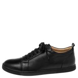 Pre Owned Christian Louboutin Black Leather Louis Junior Sneakers Size 42.5