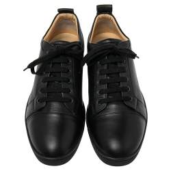 Pre Owned Christian Louboutin Black Leather Louis Junior Sneakers Size 42.5