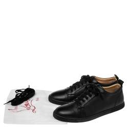 Pre Owned Christian Louboutin Black Leather Louis Junior Sneakers Size 42.5