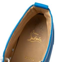 Christian Louboutin Blue Leather Louis Flat High Top Sneakers Size 42