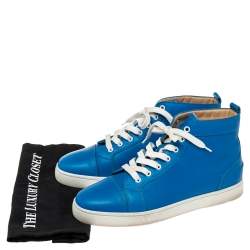 Christian Louboutin Blue Leather Louis Flat High Top Sneakers Size 42