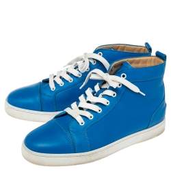 Christian Louboutin Blue Leather Louis Flat High Top Sneakers Size 42