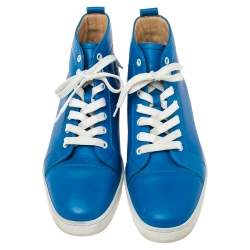 Christian Louboutin Blue Leather Louis Flat High Top Sneakers Size 42