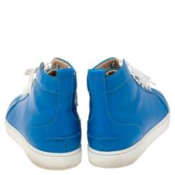 Christian Louboutin Blue Leather Louis Flat High Top Sneakers Size 42
