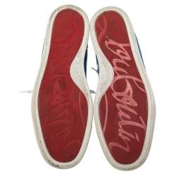 Christian Louboutin Blue Leather Louis Flat High Top Sneakers Size 42