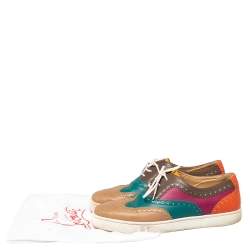 Christian Louboutin Multicolor Brogue Leather Golfito Wingtip Sneakers Size 44.5