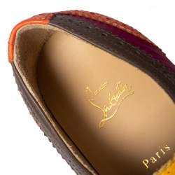 Christian Louboutin Multicolor Brogue Leather Golfito Wingtip Sneakers Size 44.5