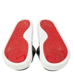 مملوكة مسبقًا Christian Louboutin Black Leather Crest Slide Sandals Size 46