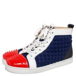 Pre Owned حذاء رياضي كريستيان لوبوتان لويز فلات مرتفع من أعلى قماش وجلد وجلد لامع متعدد الألوان مقاس 41.5