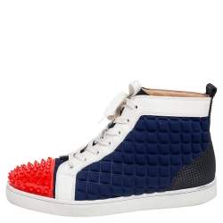 Christian Louboutin Multicolor Woven Leather Louis Spikes Cap Toe High Top  Sneakers Size 41.5 Christian Louboutin