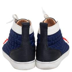 Pre Owned حذاء رياضي كريستيان لوبوتان لويز فلات مرتفع من أعلى قماش وجلد وجلد لامع متعدد الألوان مقاس 41.5