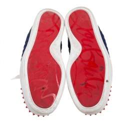 Pre Owned حذاء رياضي كريستيان لوبوتان لويز فلات مرتفع من أعلى قماش وجلد وجلد لامع متعدد الألوان مقاس 41.5