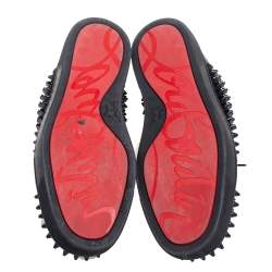 Pre Owned  Christian Louboutin Black Suede And Patent Leather Louis Spike Crystals High Top Sneakers Size 40.5 