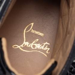 Pre Owned  Christian Louboutin Black Suede And Patent Leather Louis Spike Crystals High Top Sneakers Size 40.5 