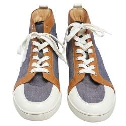 Christian Louboutin Tricolor Canvas And Leather High Top Sneakers Size 45